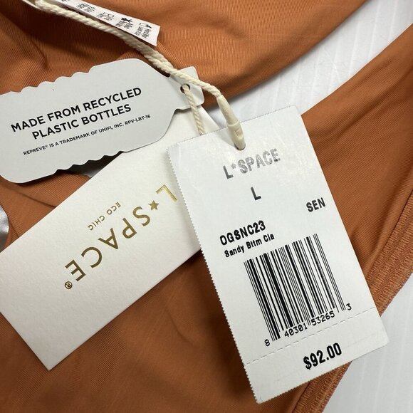 L Space Bikini Bottom Brown Women's Ribbed Sandy Classic size Large - Picture 9 of 9